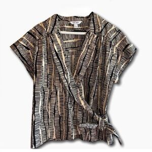 Nine West Black & Beige Striped Blouse - NWOT